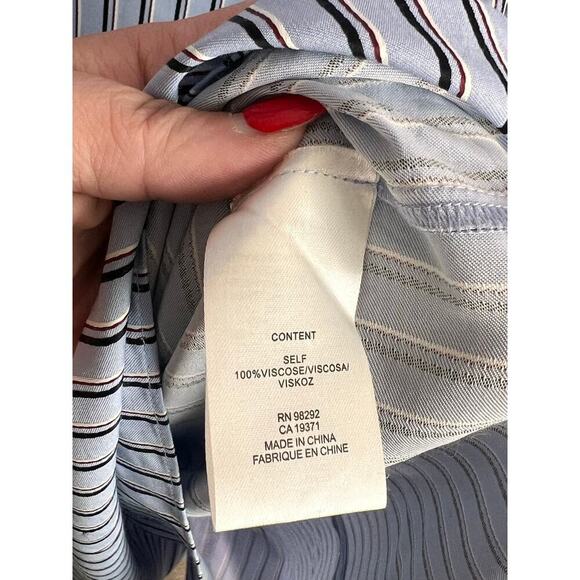 Tibi Striped Long Sleeve Belted Midi Shirt Dress Blue / White Women's Size 2 - Picture 7 of 12